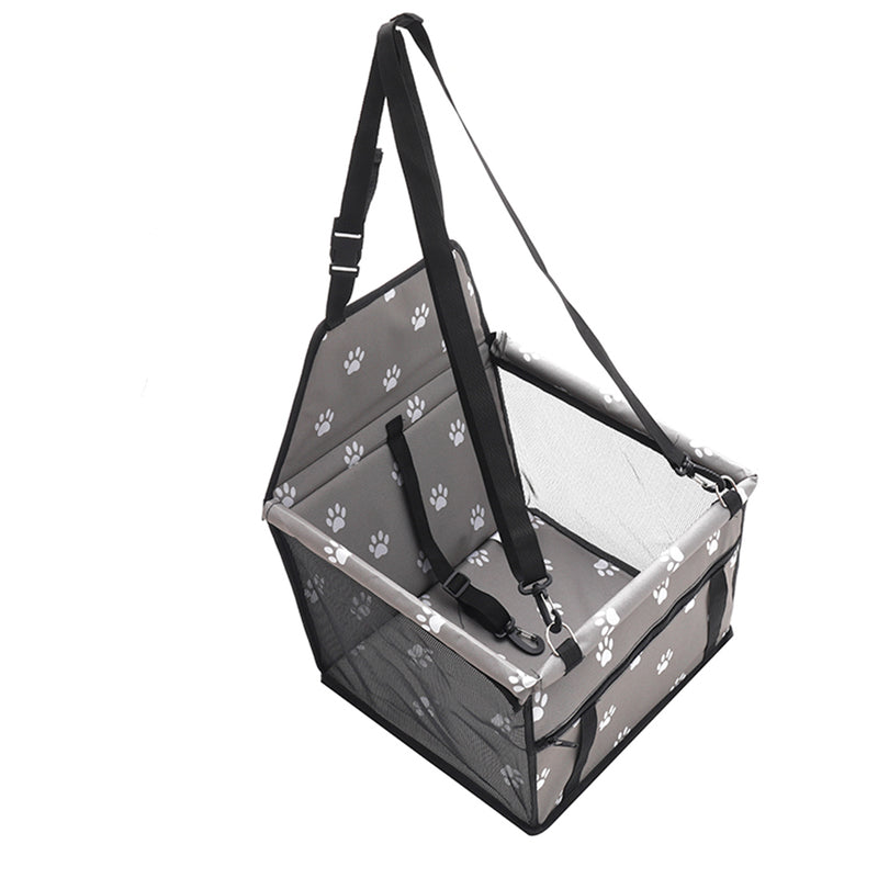 Pet Booster Car Seat 600D Oxford Cloth Breathable Mesh 40X30X25Cm Waterproof Grey