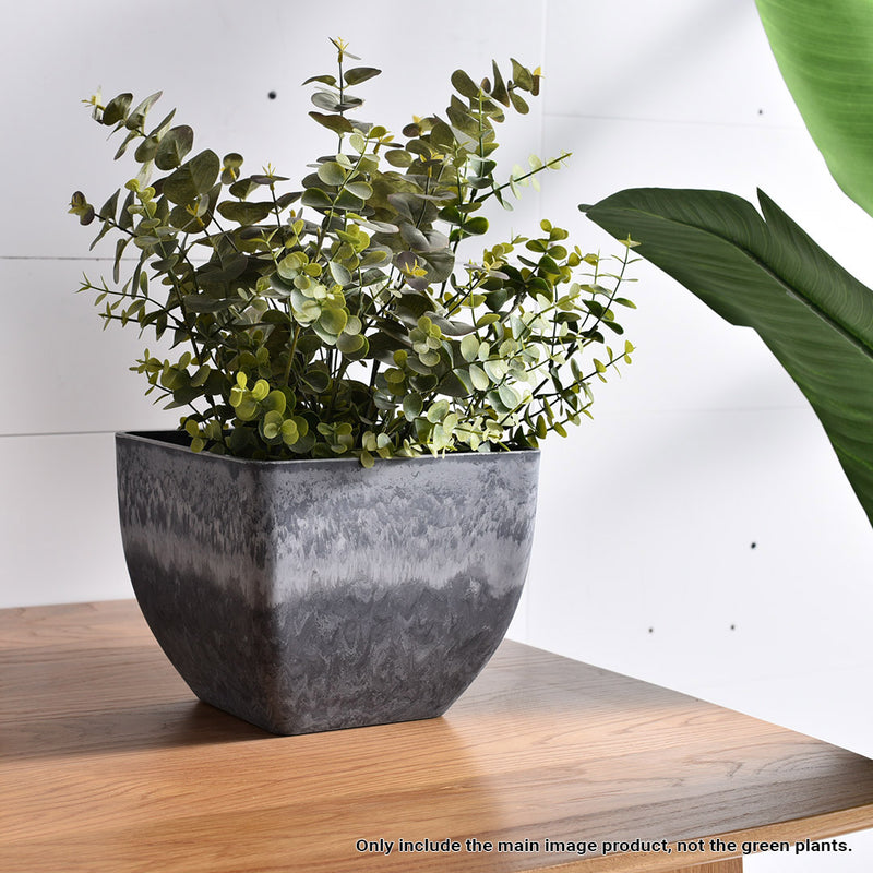 32cm Tapered Resin Planter Concrete Look Weathered Grey Indoor Office