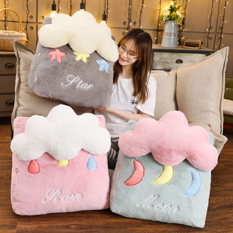 Pink Rain Cloud Cushion Soft Lumbar Wedge Pillow Plush Home Decor 45x25x50cm