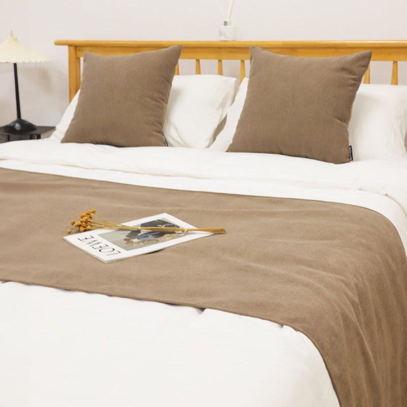 1.8m Bed Runner Polyester 70x240cm Queen 45x45cm Cushions Light Brown Set of 3