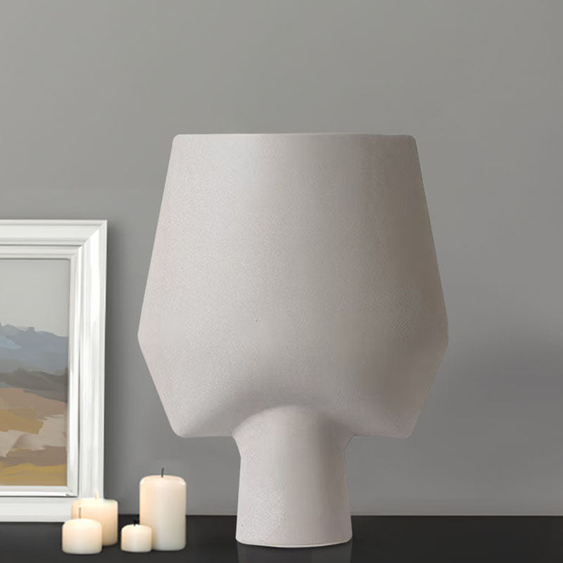 33x43cm Ceramic Square Vase Handcrafted Modern Abstract Matte Gray Home Decor