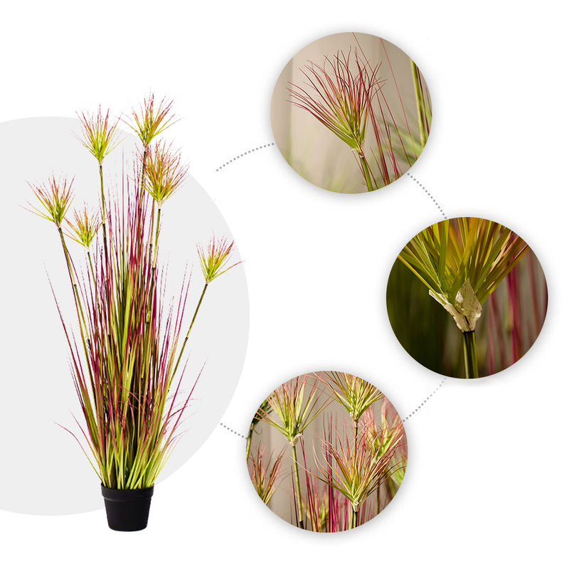 120cm Purple-Red Artificial Potted Papyrus Plant Indoor Outdoor Home Decor