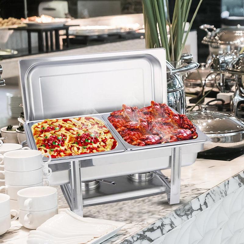 Stainless Steel Double Tray Catering Chafing Dish 2X4.5L Food Warmer Buffet