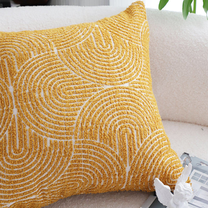 Throw Pillow Polyester Fiber Cotton Blend 50x50x18cm Plush Large Mustard Yellow