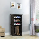 2X 4 Tier Shoe Rack Organizer Portable Black 42x32x95cm Stackable Storage