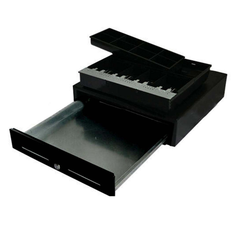 2X Heavy Duty Electronic Cash Drawer 4 Bills 8 Coins USB Black Slot18.1 Inch