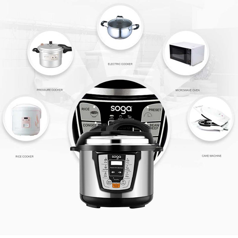 Electric Stainless Steel Pressure Cooker 10L 1600W Multicooker Nonstick Auto
