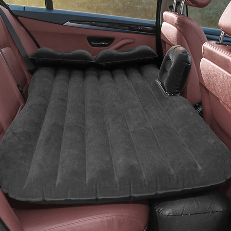 2X Inflatable Car Mattress PVC Flocking 132cm X 80cm X 10cm Black Stripe Pump