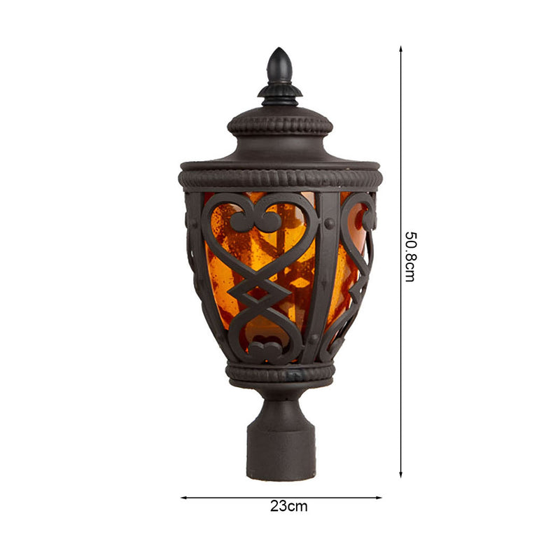 2X Post Light Aluminum Glass 50.8cm Dark Brown Vintage Outdoor Lantern
