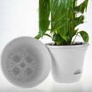 White Plastic Self Watering Plant Pot Indoor Outdoor Garden 19.5cm Set of 2