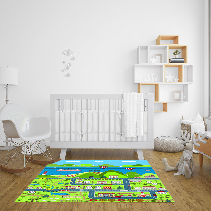 Kids Street Map Play Rug Polyester 120x180cm Multicolor Educational