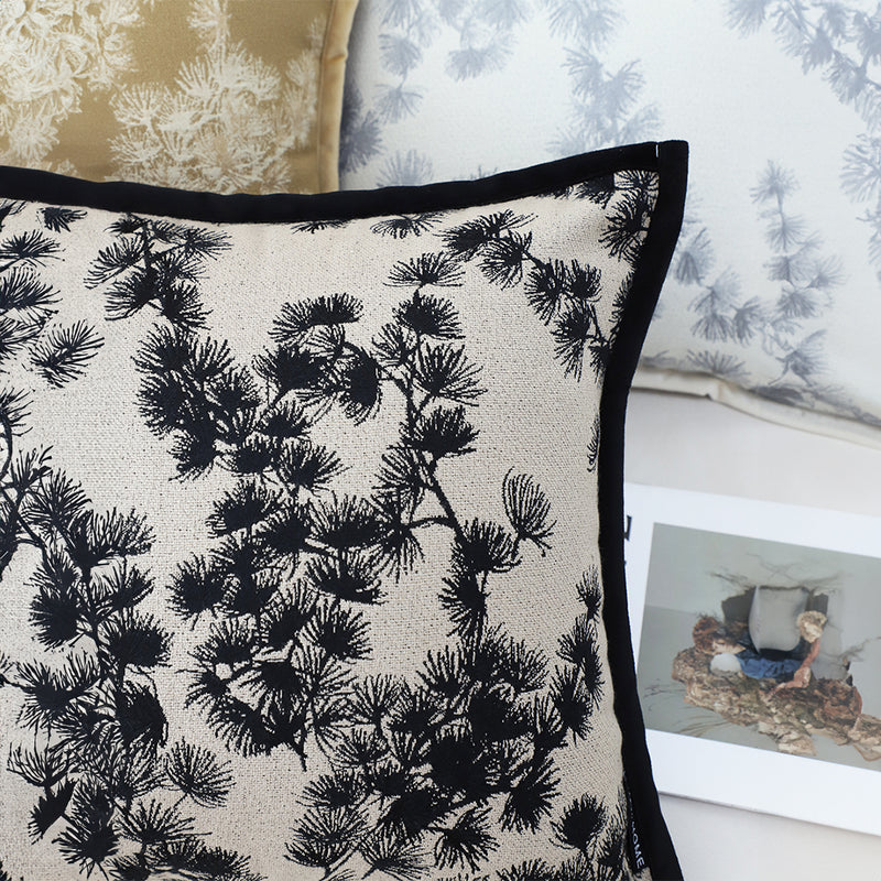 2X Throw Pillow Black White Square 45cm Wide Border Decorative Cushion Stylish