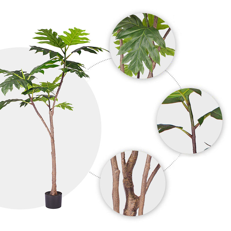 2X 150cm Artificial Split Leaf Philodendron Tree Polyethylene Green With Pot