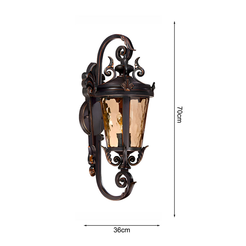 2X Vintage Aluminum And Glass Wall Lamp 36cmx70cm Dark Brown