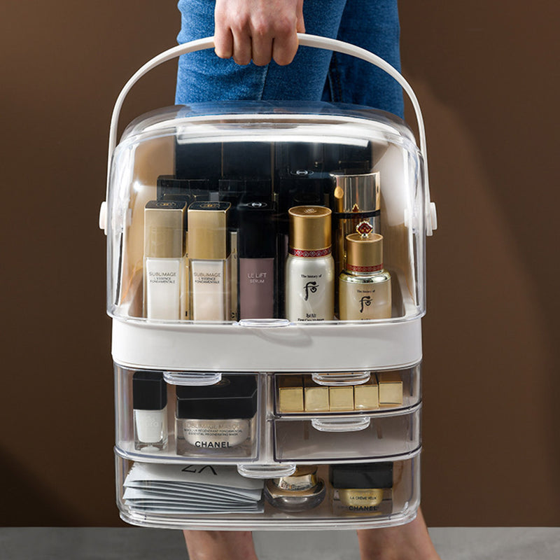 3 Tier White ABS Makeup Cosmetic Storage Organizer Skincare Holder Box