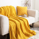 Yellow White Throw Blanket 200x230cm Chenille Fleece Suede Two-Sided Design