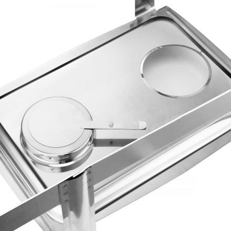 9L Stainless Steel Roll Top Chafing Dish Food Warmer Mirror Finish