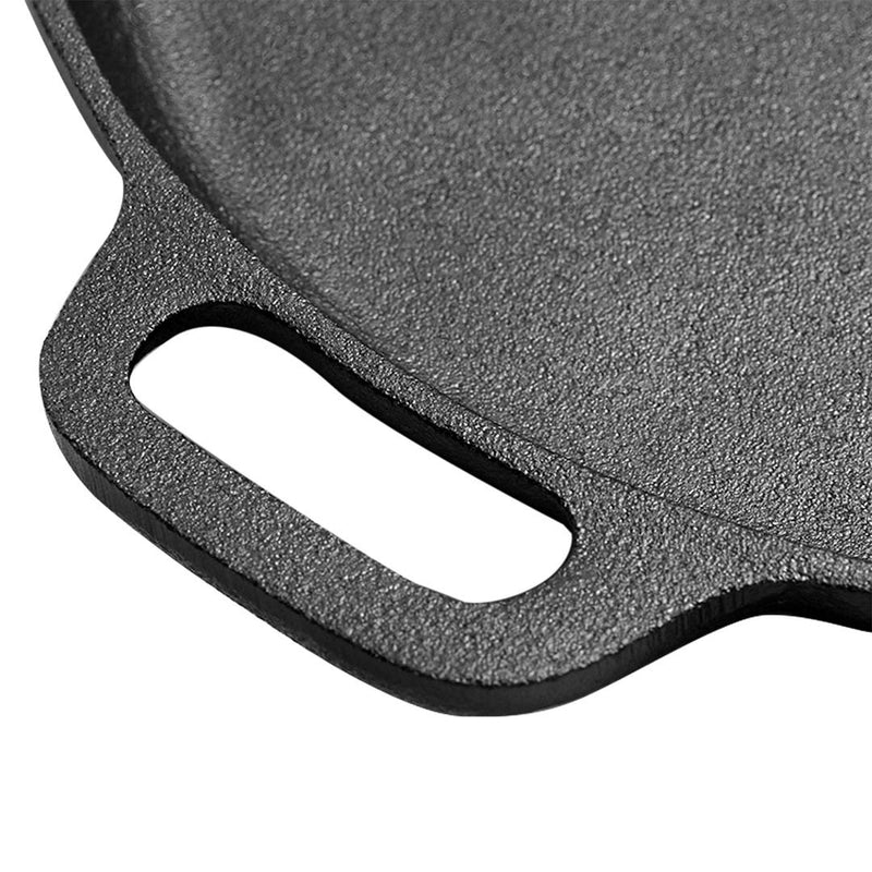 Cast Iron 30cm Griddle Pan Pre Seasoned Black Induction Ready