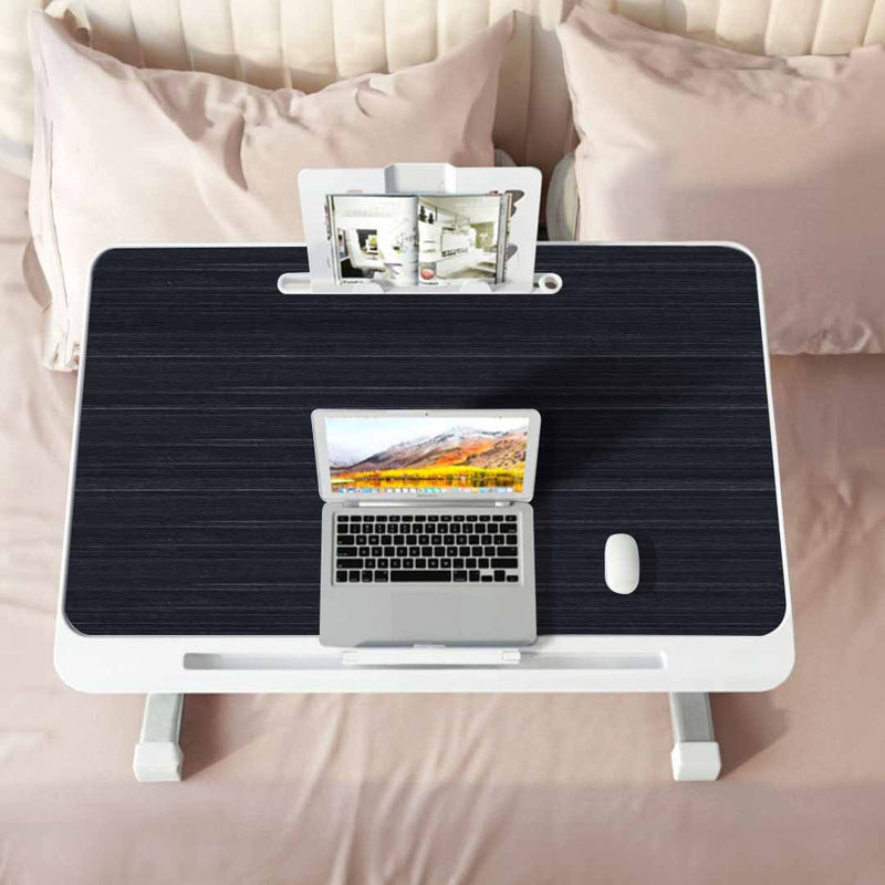 Small Black Adjustable Foldable Laptop Desk 60x40cm Bed Table with iPad Slot