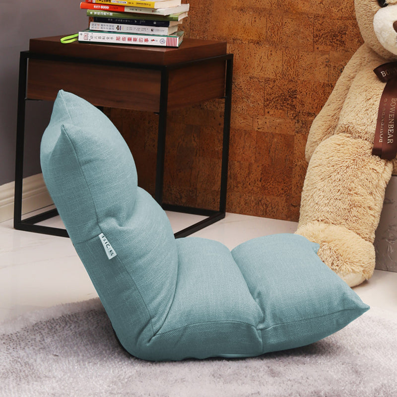 4X Floor Recliner Linen Folding Adjustable 5 Position 108x53x15cm Mint Green