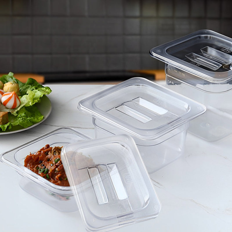 100mm Clear Gastronorm Food Storage Tray Set of 2 with Lids Polycarbonate
