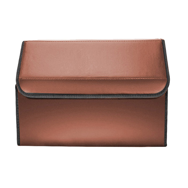 4X Leather Car Trunk Organizer 40x30x30cm Foldable Portable Black Red Stitch