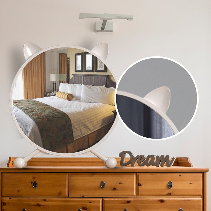 2X 40cm White Smart Makeup Mirror Cat Ear Style Bedroom Table No LED Light