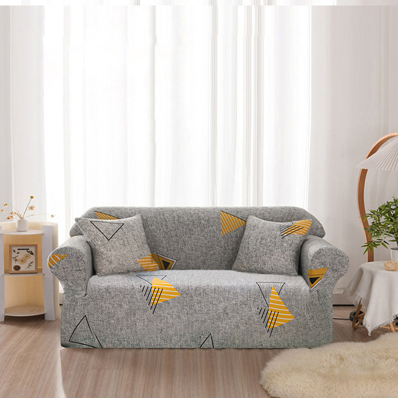 4 Seater Polyester Stretch Sofa Slipcover Fits 235 To 300cm Geometric Grey