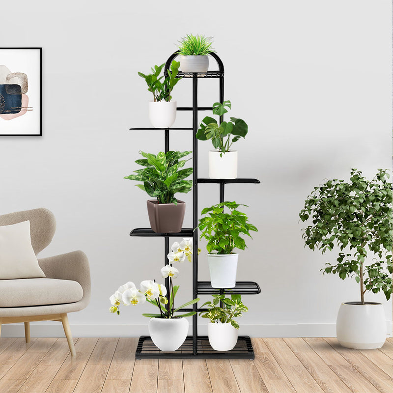 2X Black Metal 6 Tier Plant Stand Indoor Display Shelf Space Saving Modern