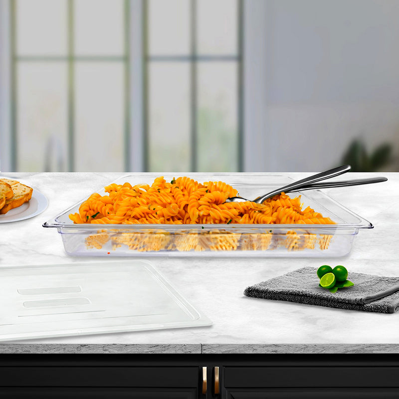 Gastronorm Pan Bundle of 2 65mm Polycarbonate Tray with Lids Transparent