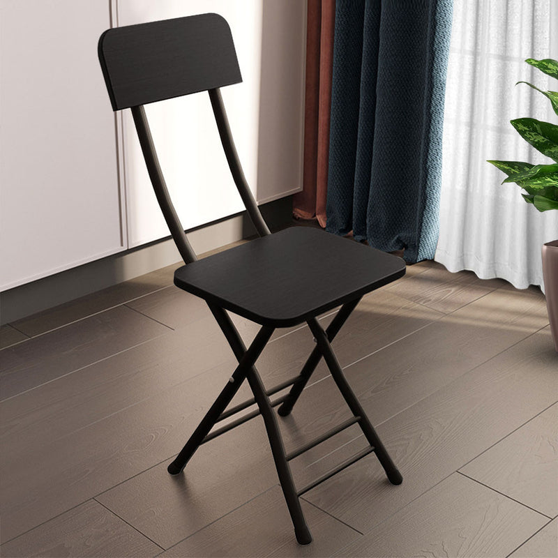 Foldable MDF Chair Aluminum Legs 77cm Height Lightweight Black Set of 2