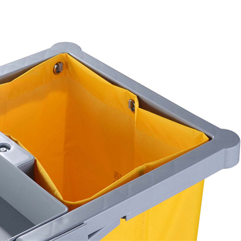2X 3 Tier Plastic Janitor Cleaning Cart Trolley With Waterproof Bag Gray Yellow