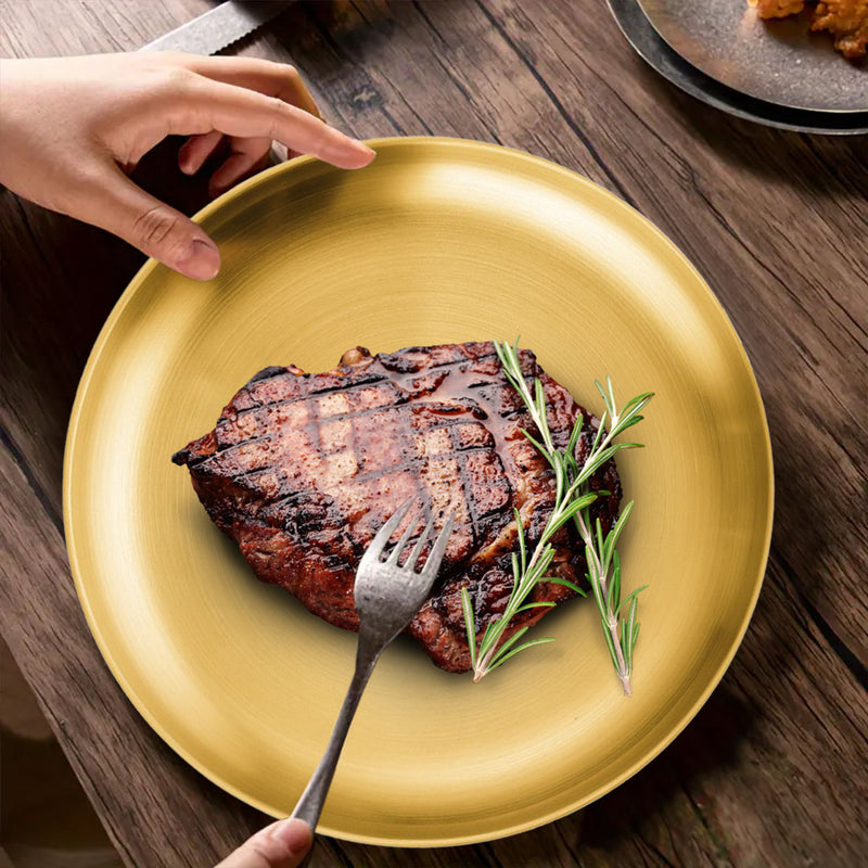 20cm Gold Stainless Steel Grilling Plate Heat Resistant Non Stick 5 Pack