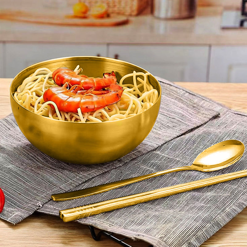 Gold 20cm Stainless Steel Salad Bowl Model 201 Durable Elegant Kitchen Essential