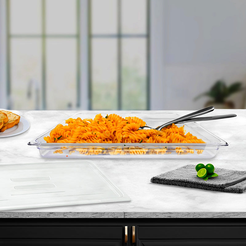 Gastronorm GN 1/1 65mm Clear Food Tray Set of 4 Polycarbonate with Lids