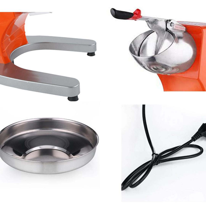 Electric Stainless Steel 18/10 Ice Shaver Crusher Commercial 65Kg Hr 300W Orange