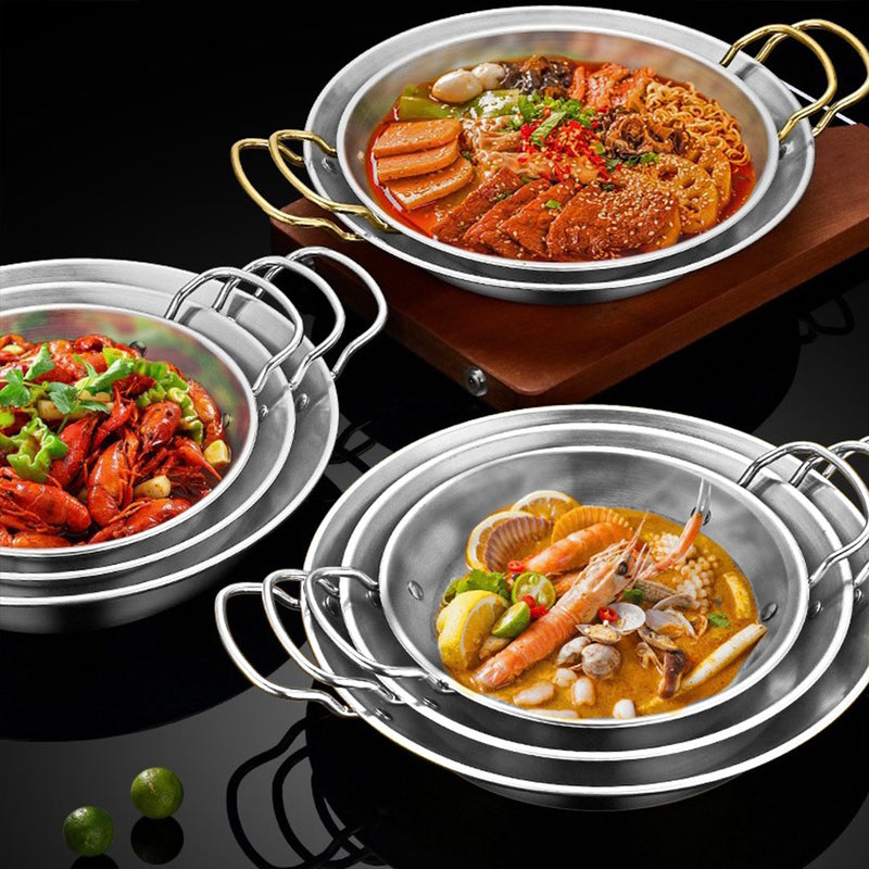 29cm Dry Pot 201 Stainless Steel Silver Nonstick Lid Induction Safe