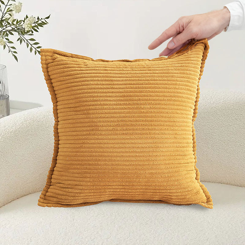 Velvet Throw Pillow 45x45cm 15cm Thick Polyester Cotton Plush Mustard
