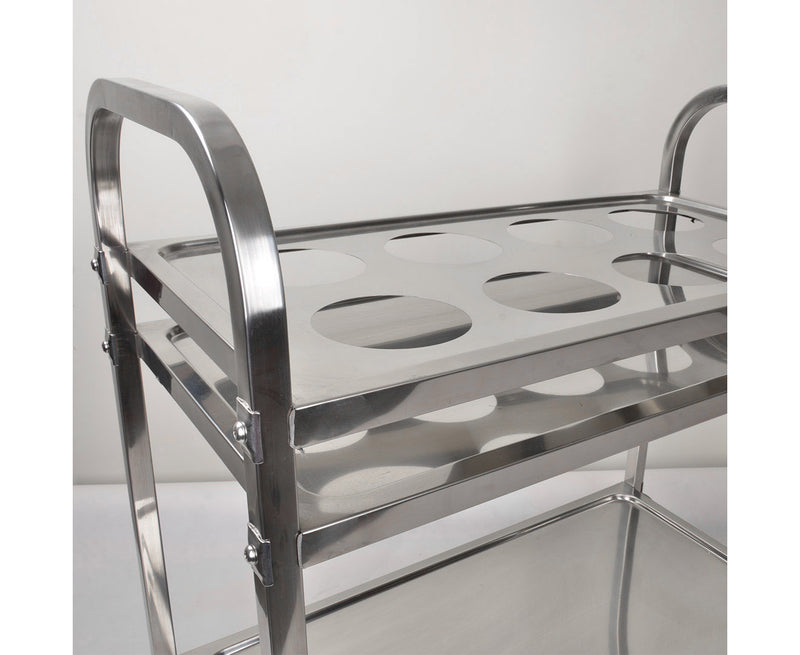 2 Tier Stainless Steel Seasoning Cart 8 Compartment Kitchen Storage Trolley