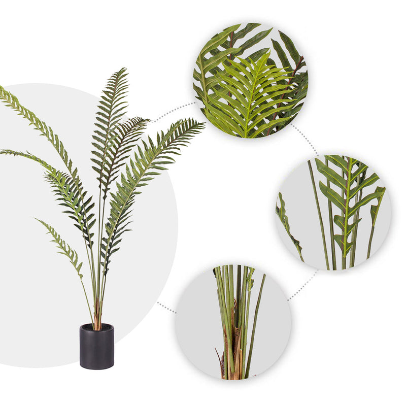 Artificial Hares Foot Fern Tree 210cm Polyethylene Green 9 Stalks With Pot
