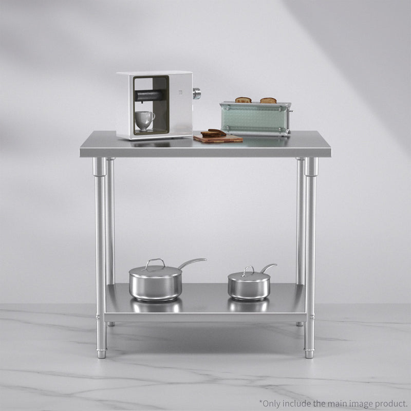 Commercial Stainless Steel Prep Workbench 1000x700x850mm Adjustable Shelf
