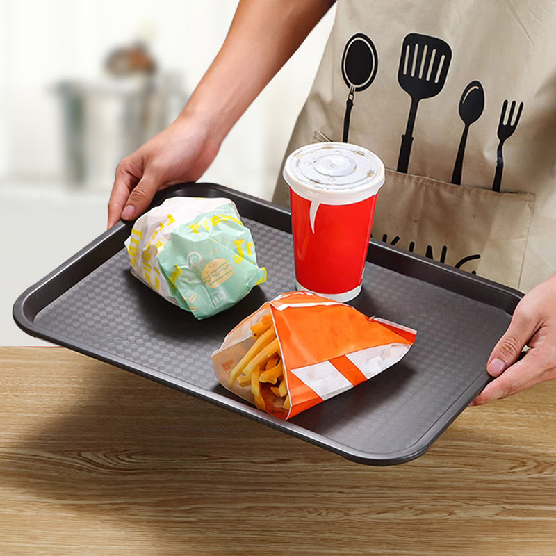 Rectangular Serving Tray Set of 10 PVC Waterproof Stackable Coffee Handles