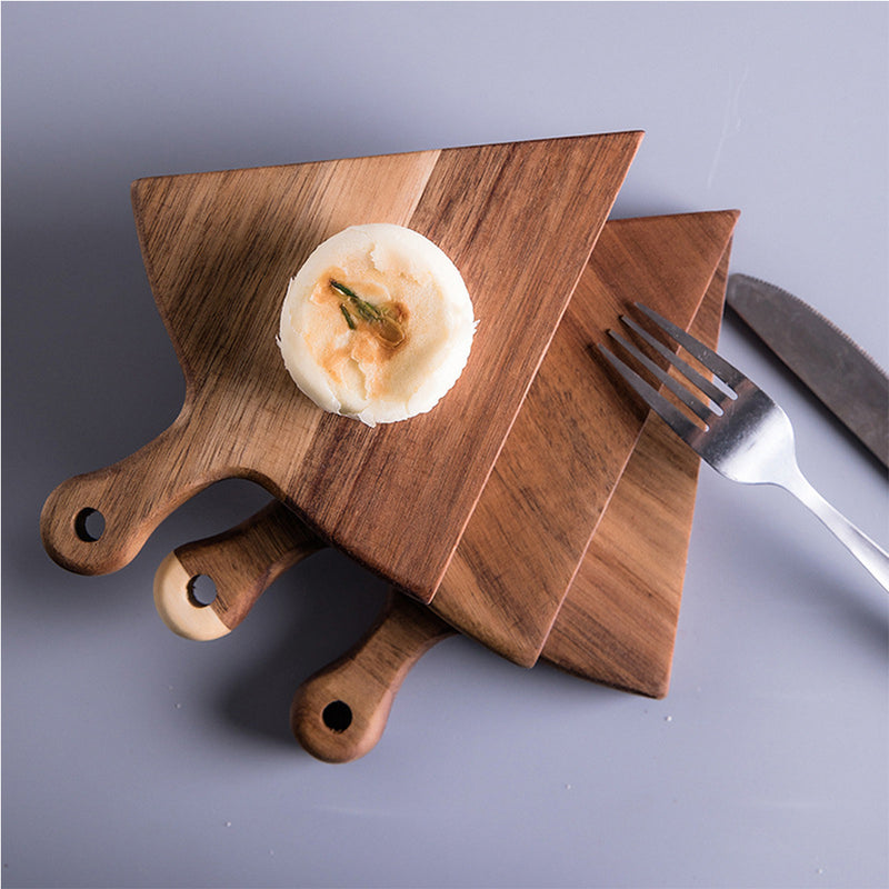 6 pcs Brown Acacia Wood Round Divisible Pizza Server Cutting Board 42cm