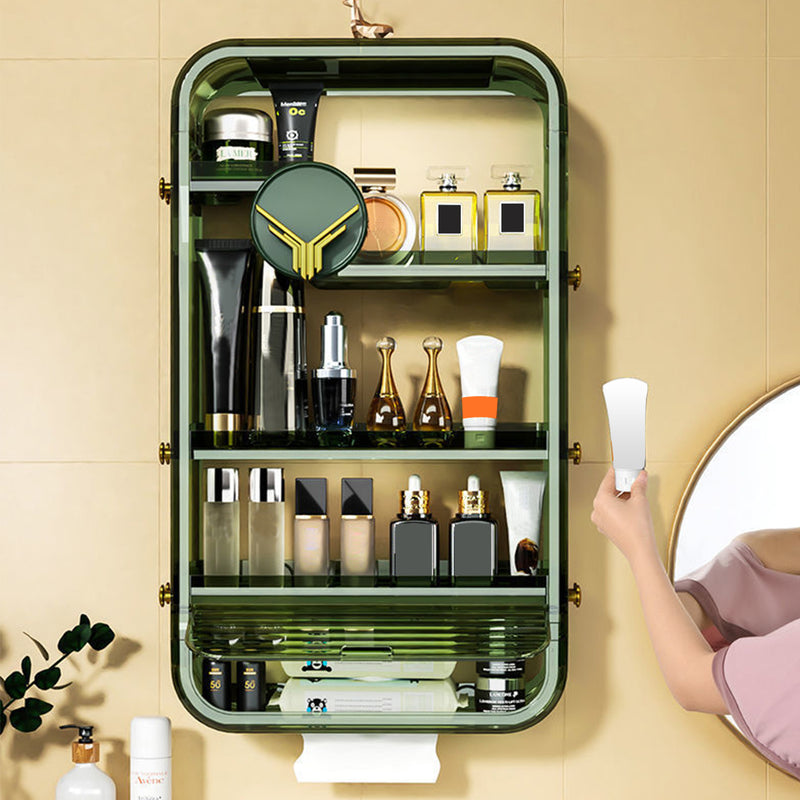 Green Multi Tier Cosmetic Storage Rack ABS Vanity Tray Bathroom Organizer