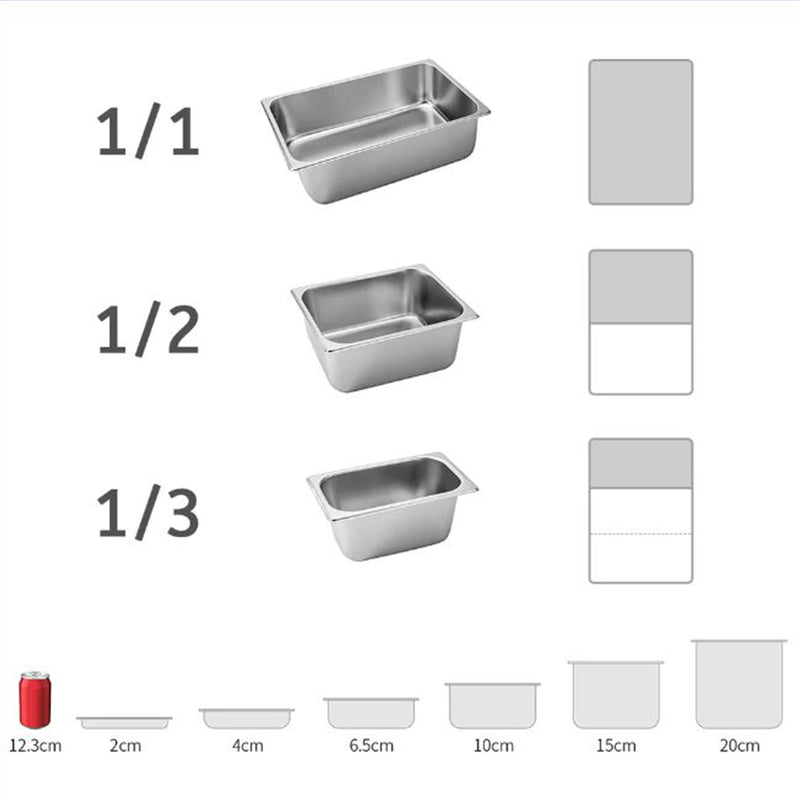 12X Full Size Gastronorm Pan Stainless Steel 10cm Deep Universal Fit Commercial Use