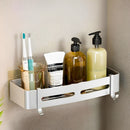 2X Silver Aluminum Wall Mounted Bathroom Storage Rack With Hooks Waterproof