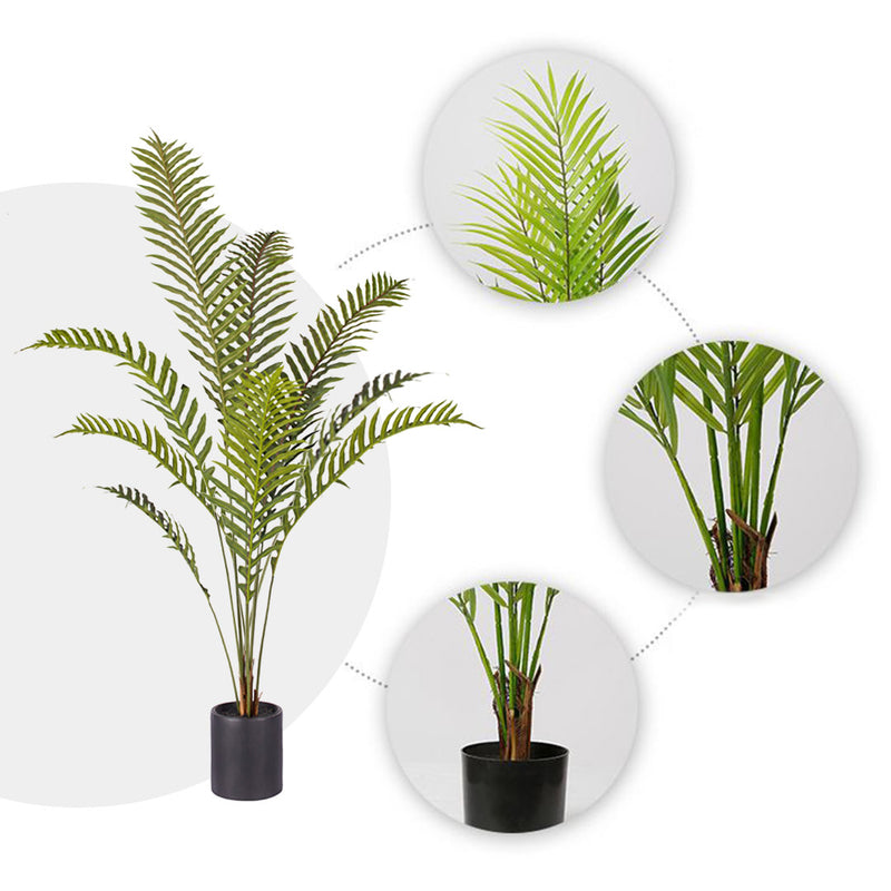 Artificial Areca Palm 160cm Green Indoor Plant With Black Cement Pot