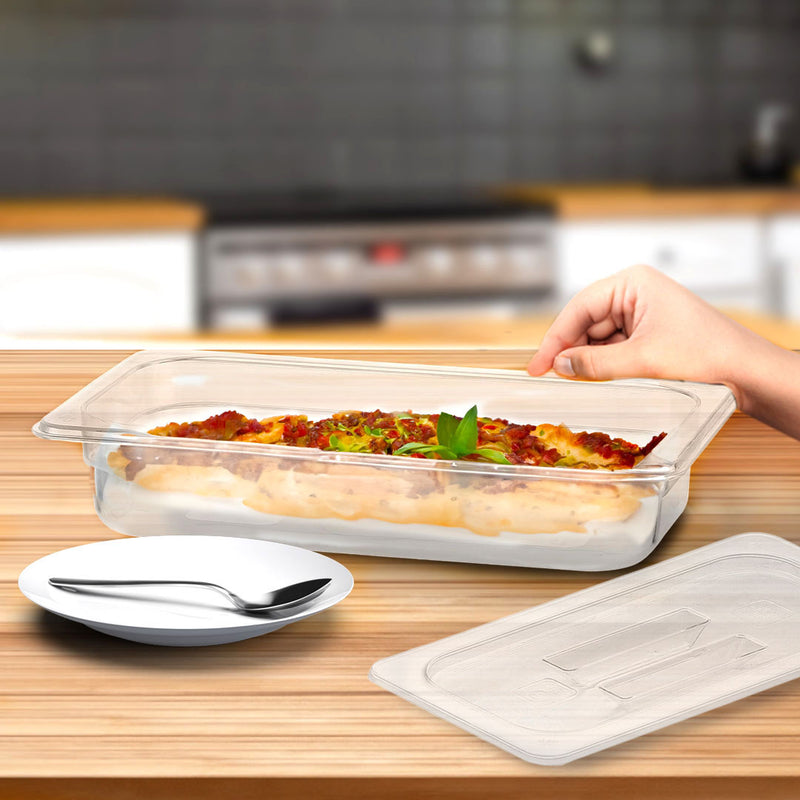 Clear Polycarbonate GN Pan 1/3 Food Tray With Lid 65mm For Hot And Cold Storage
