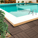 11 pcs Dark Chocolate Wooden Composite Decking Tiles Outdoor Slip Resistant