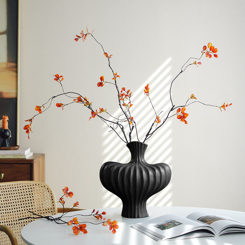 2X Ceramic Large Ornament Vases 28X30cm Matte Black Countertop Decor